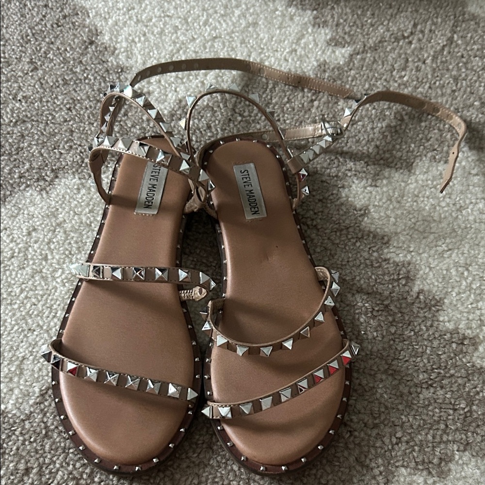 Steve Madden Beige Studded Sandals
